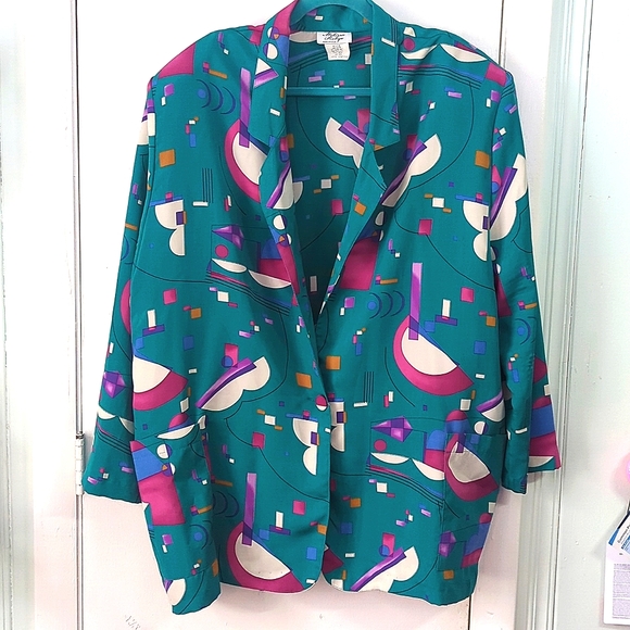 Vintage Jackets & Blazers - EUC Vintage Plus sz 22 Wild Geometric Blazer! Unreal!!